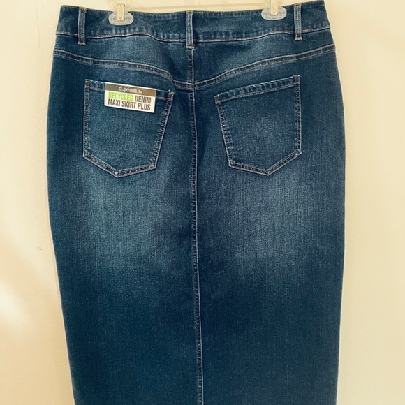 d.jeans 14W Denim Midi Stretch Skirt Navy Blue Jeans Knee Length - Picture 6 of 10